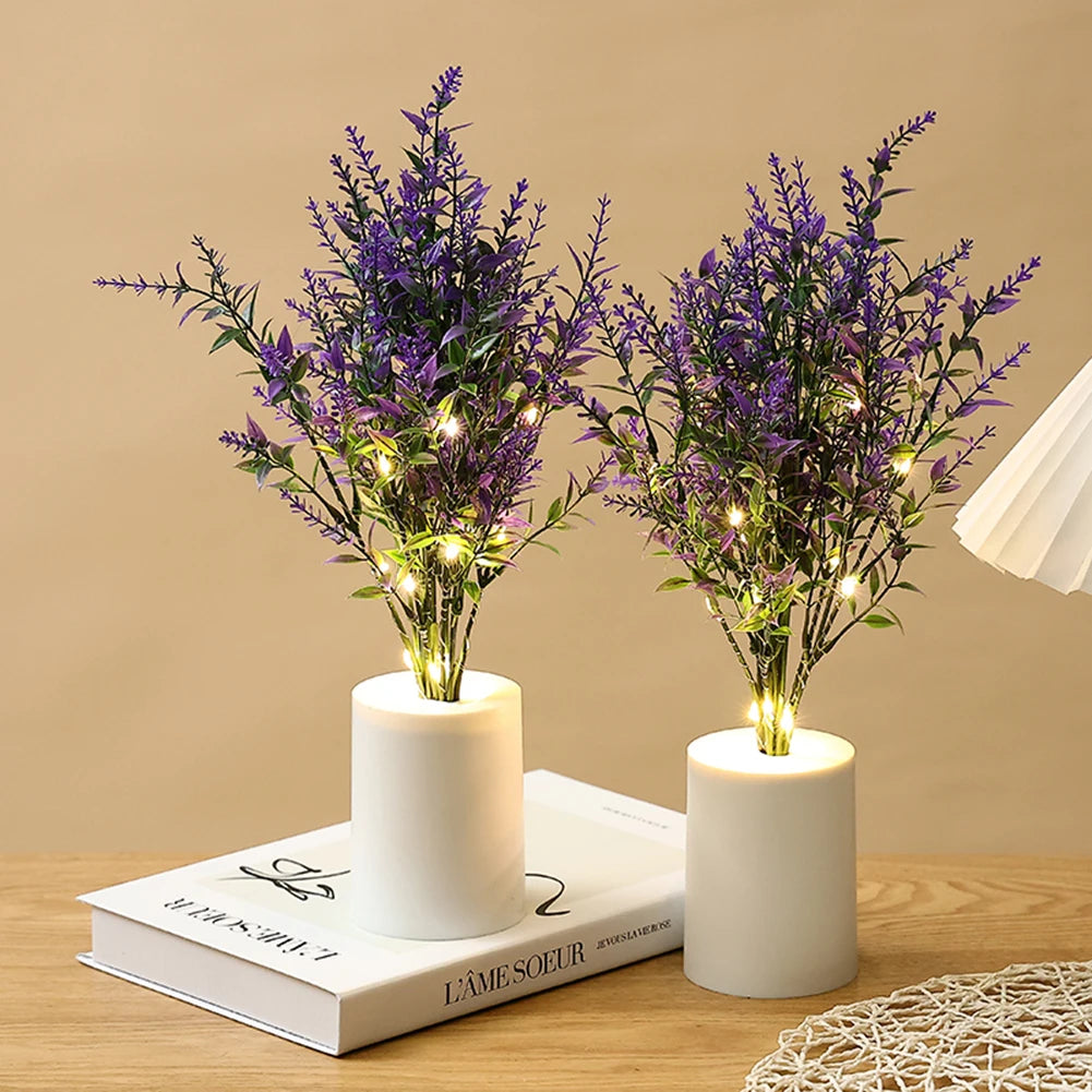 Simulation Flower Reading Light On Battery Reading Table Lamp Flowerpot Potted Safe Simulated for Wedding Valentines Gift