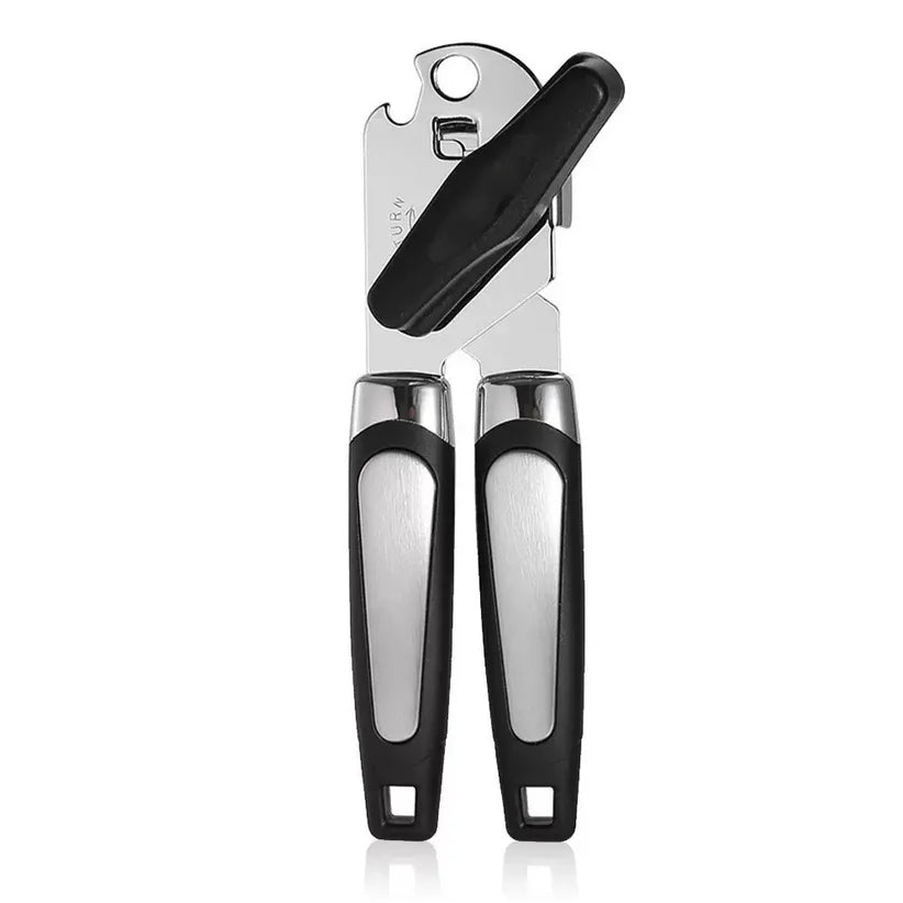 Classic Multifunction Can Opener and Bottle Opener Easy to Use, Razor Sharp Stainless Steel Cutting Wheel, Soft Ergonomic Handle