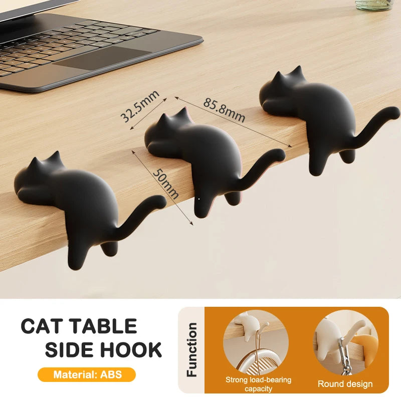 Cute Cat Bag Hook Portable Table Hook Handbag Backpack Organizer Holder for Home Office Desk Side Decor Travel Bag Hanger