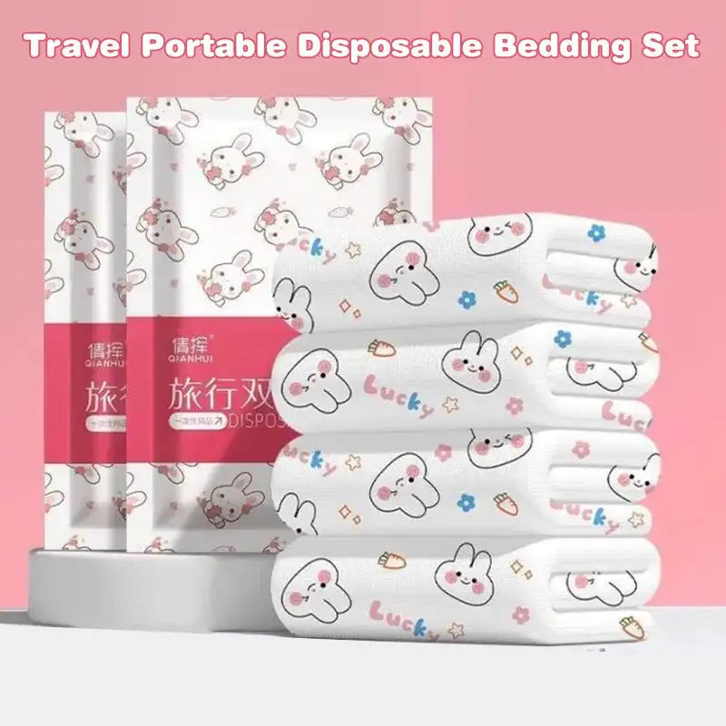 Disposable bed with four pieces, hotel thick travel disposable bed sheets, duvet covers, pillowcases, dirt resistant bedding