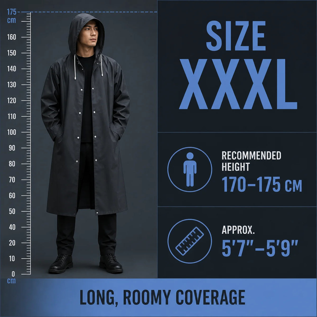 Long Waterproof Raincoat Hooded Button-Down Rain Jacket for Men Women Outdoor Daily Commute Best 2026