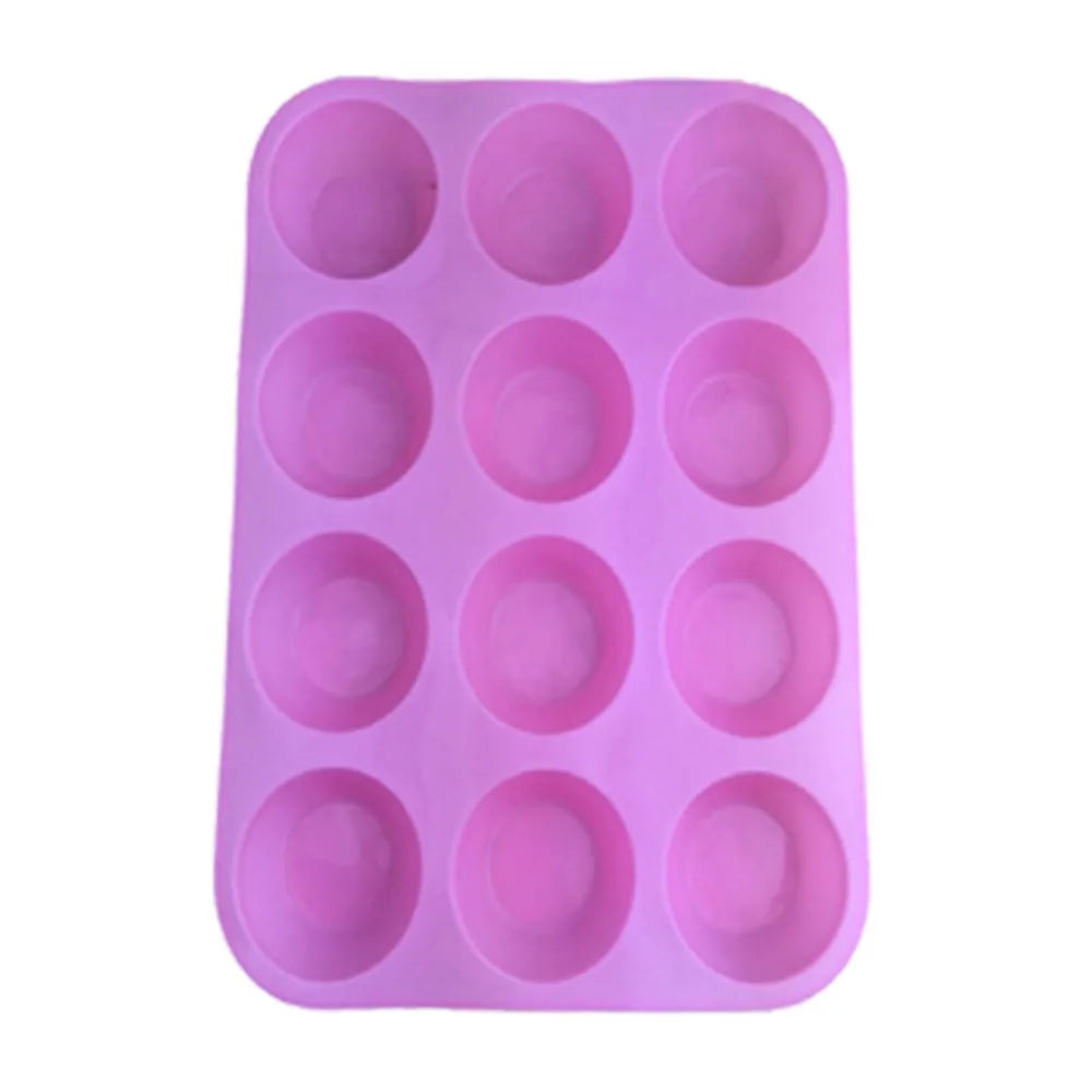 12 Holes Cupcakes Mold Non Stick Silicone Baking Mold Soap Chocolate Muffin Baking Pan DIY Baking Tools
