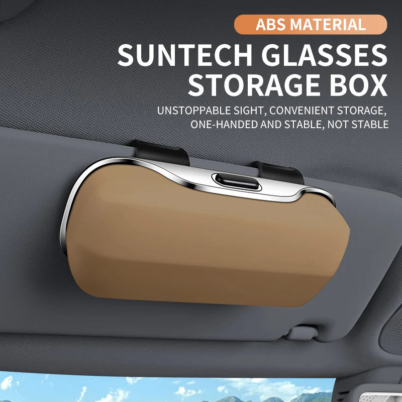 Multifunction Car Glasses Box Portable Car Sunglasses Holder Car Driving Glasses Holder Eyeglass Case Sun Visor For Model Y BMW