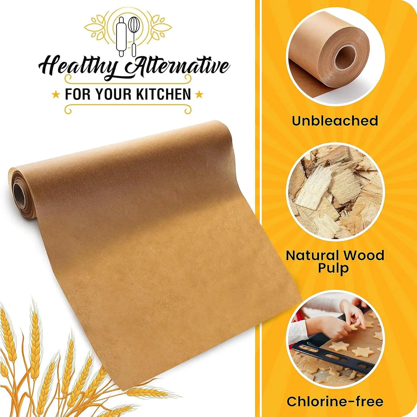 Parchment Paper Roll Non-stick Baking Bread Cake Cookie Egg Dart Paper Sheets For Cooking Grilling Steaming Baking Air Fryer