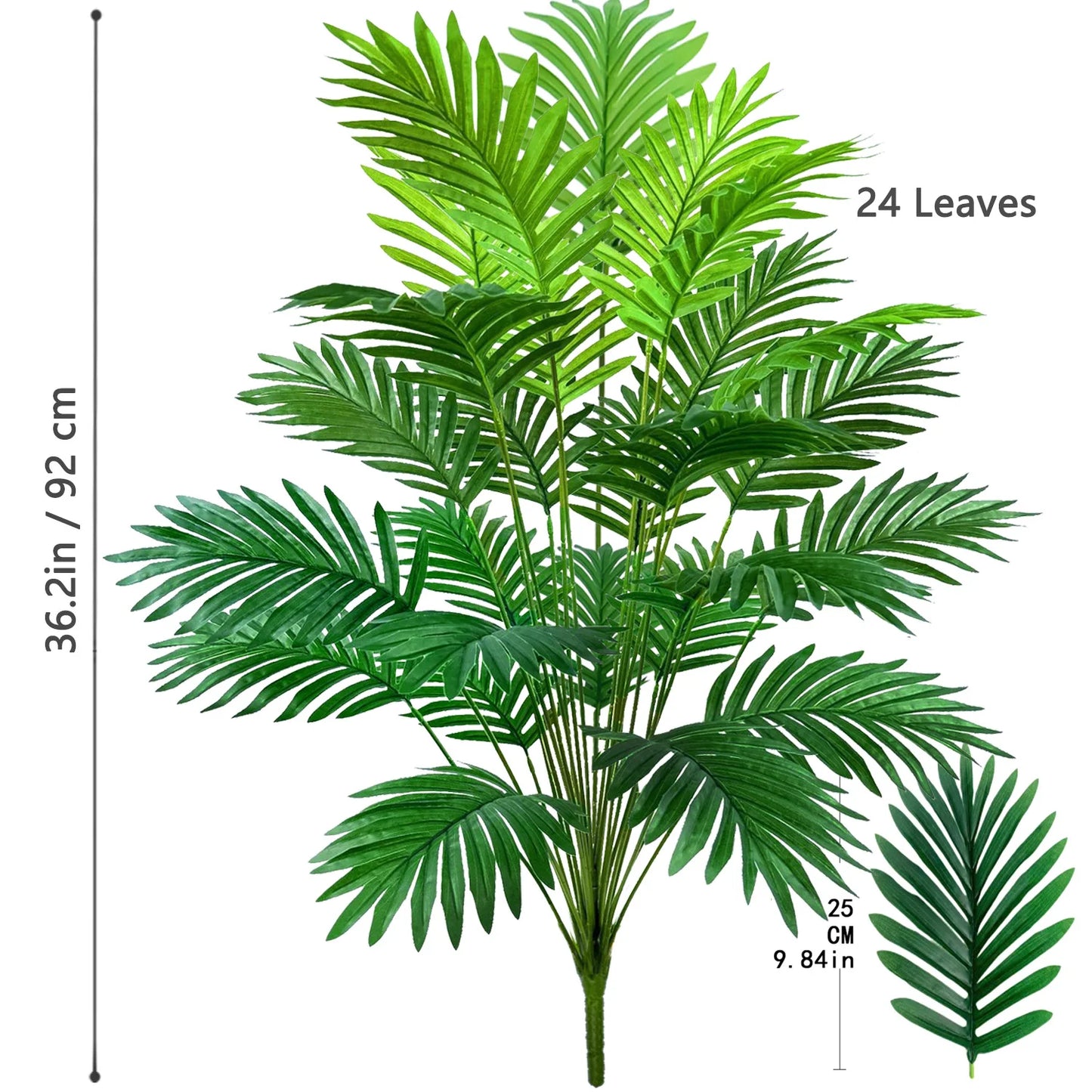 52-145cm  Artificial Palm Tree Tropical Fake Plant Green Plastic Palm Leaf Branches Suitable for Home Garden Decoration