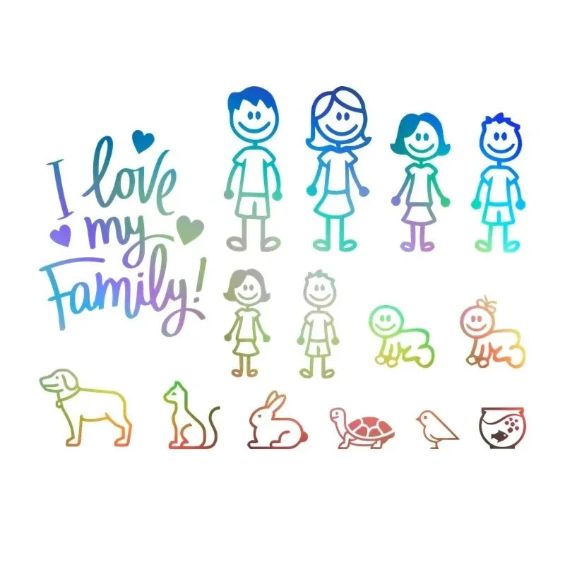LYKX Interesting Family Automobiles Motorcycles Car Sticker Window Waterproof Sun Protection Decal PVC Decorative Goods