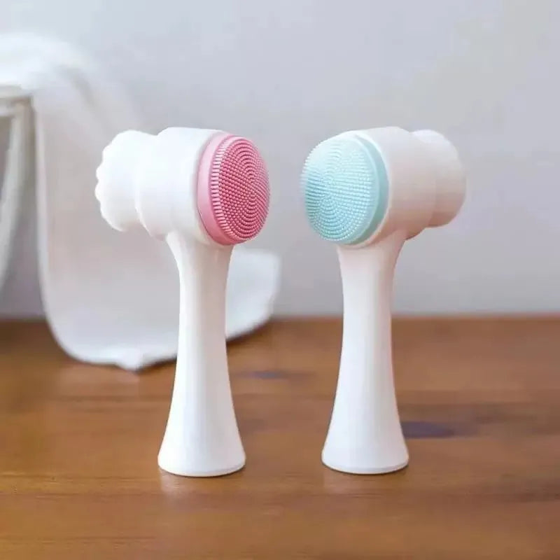 Wholesale 2/5/10PCS Double Side Facial Cleansing Brush Silicone & Soft Hair Manual Massage Facial Wash Brush Makeup Remove Tools