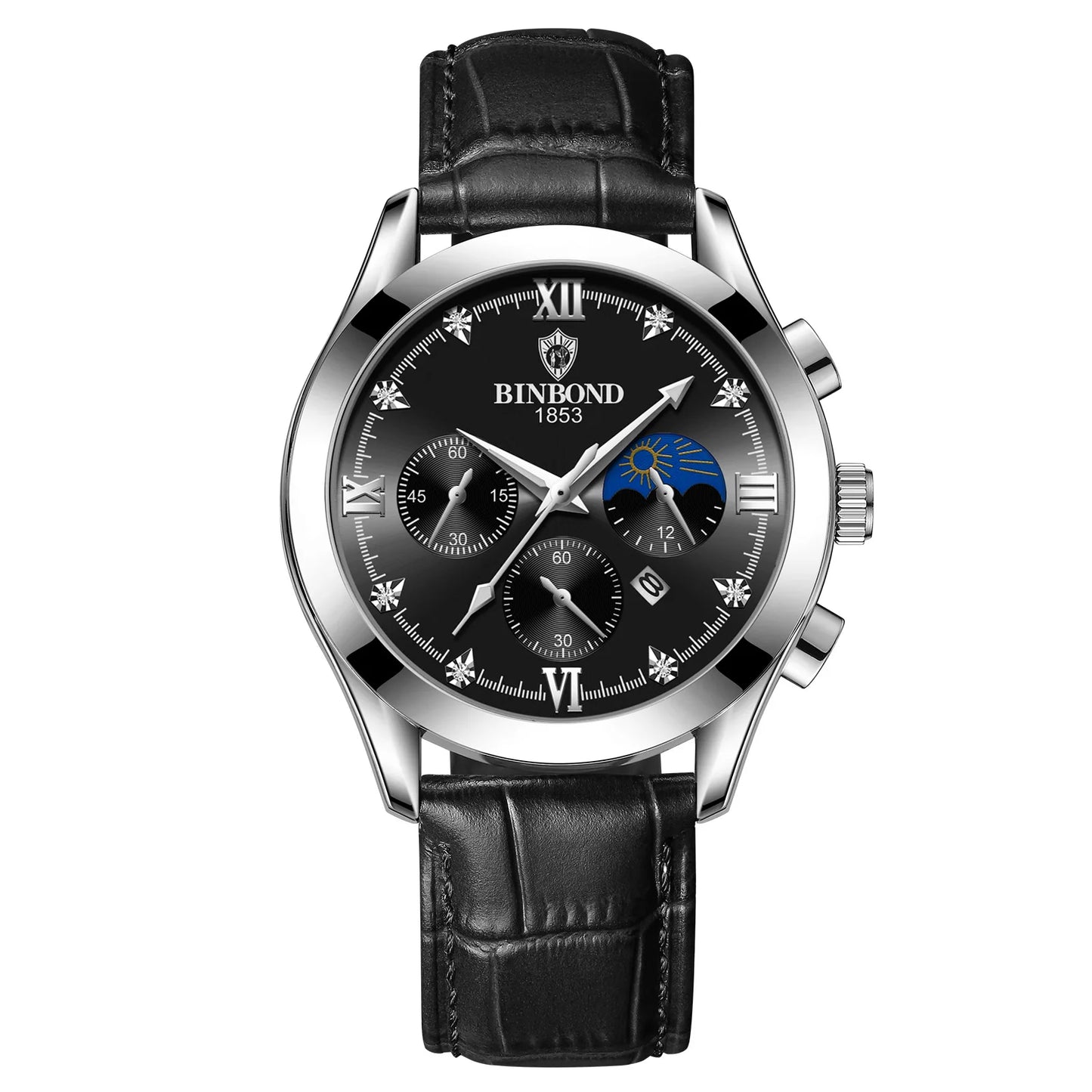 BINBOND Authentic Brand Precise Quartz Watches For Men Luxury Luminous Waterproof Sturdy Men's Watch Stainless Steel Reloj