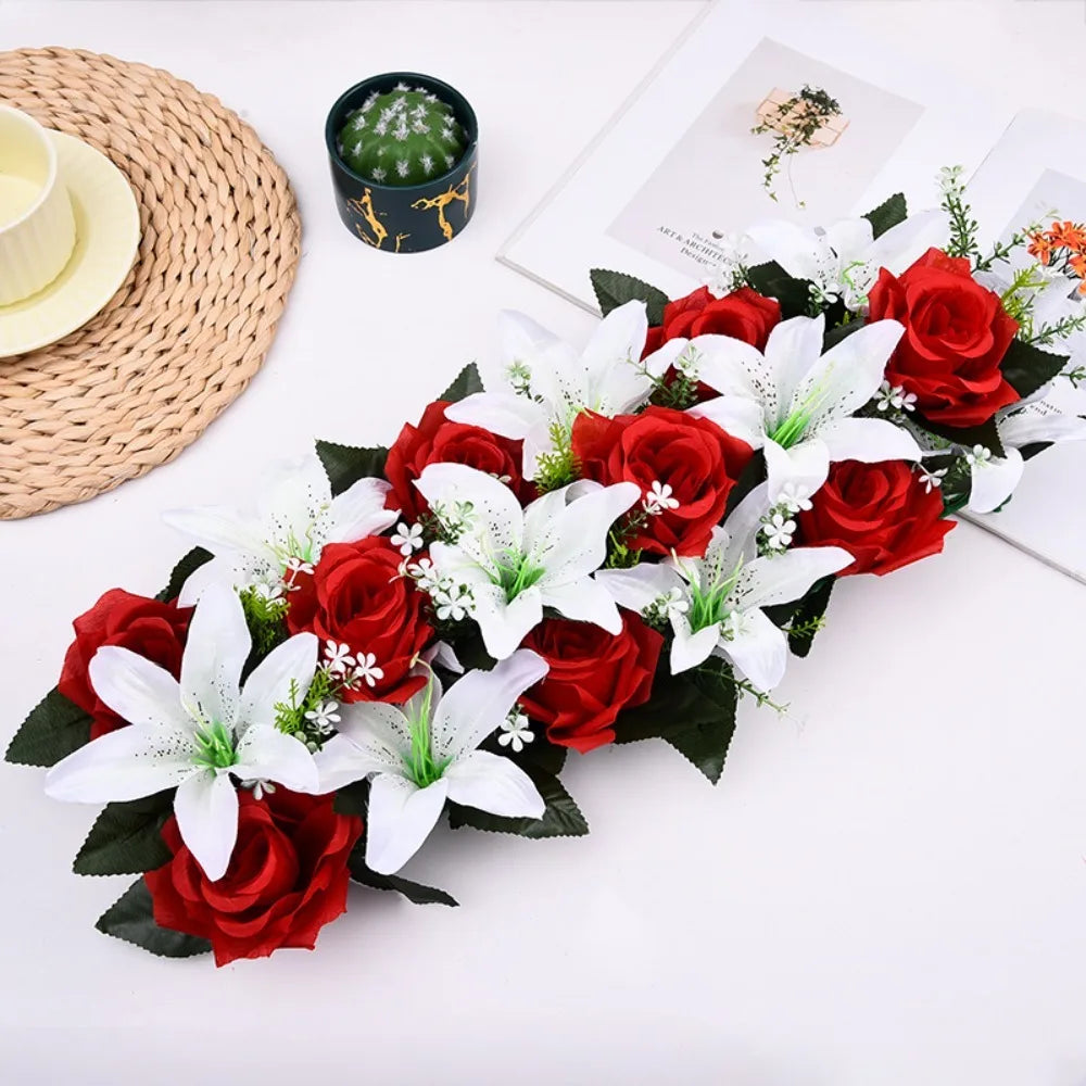 Handmade Artificial Flower Wall Panels Realistic Romantic Rose Wedding Background Durable 60X40cm Wedding Wall Backdrop