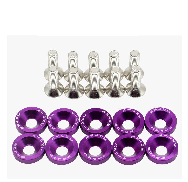 10 PCS M6 Car Modified Fasteners Fender Washer Bumper Engine Concave Screws Fender Washer License Plate Bolts Car Styling Gasket