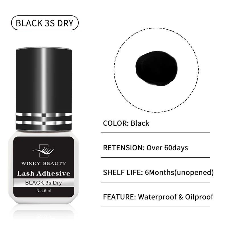 Winky Beauty 1/3 Second Fast Drying Strong False Eyelash Extension Glue Adhesive Retention 5-7 Weeks Low Smell Mink Eyelash Glue
