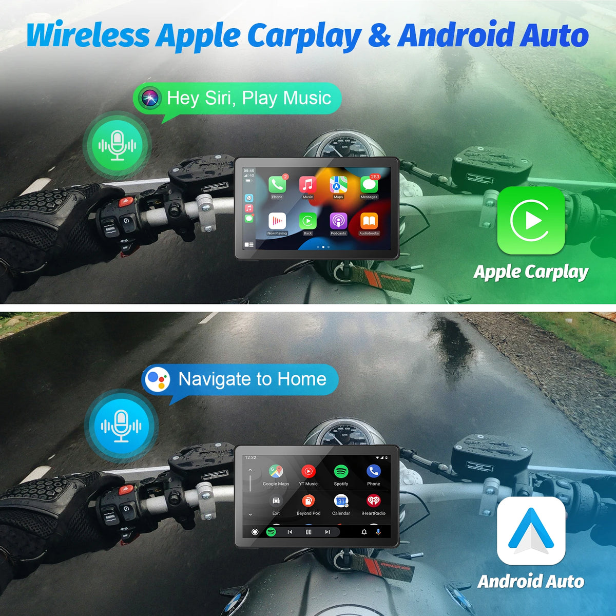7 inch CarPlay Android Auto Motorcycle Display Screen GPS Navigation Screen Digital Moto Dashboard Motorcycle Accreeories