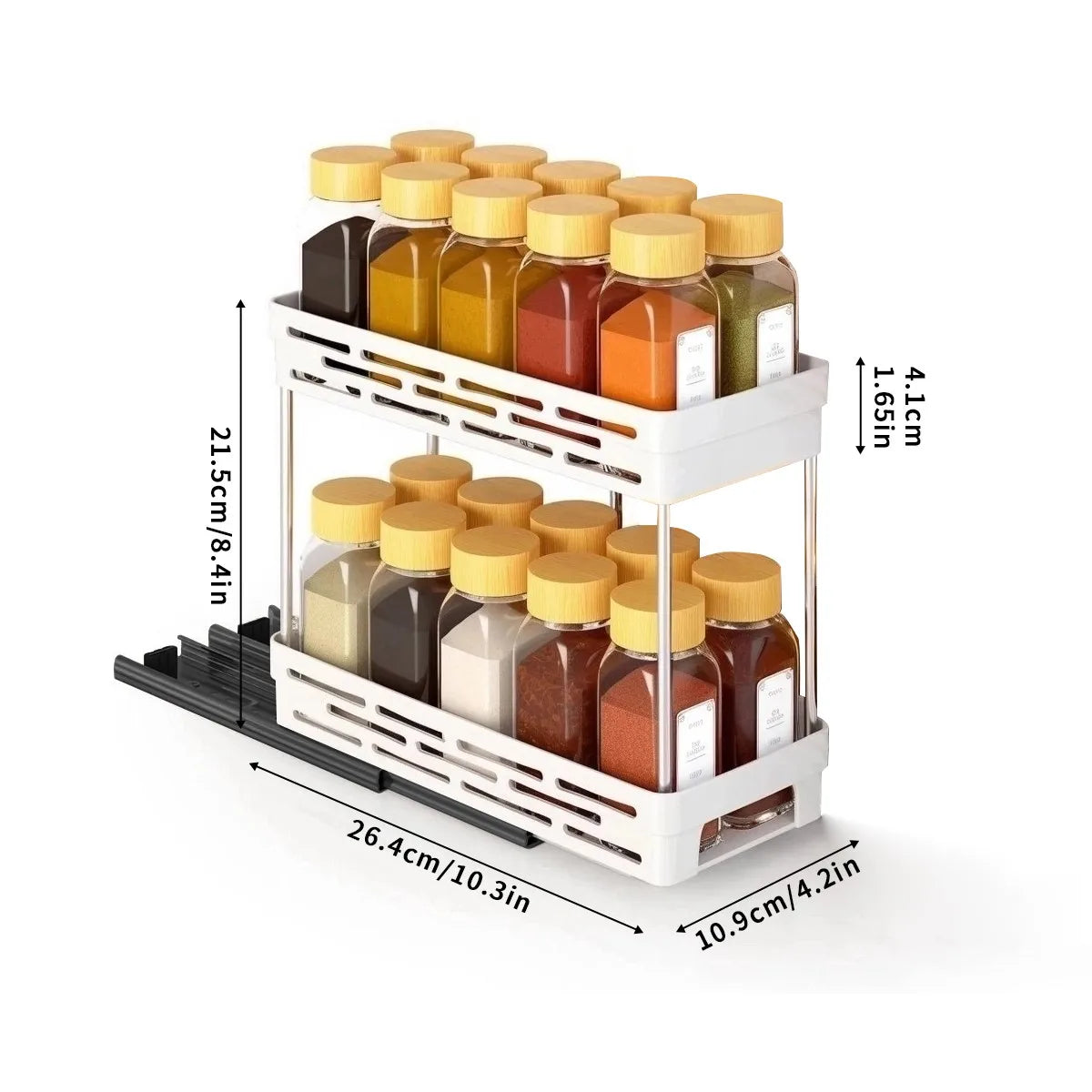 1/2pcs 2 Tier Pull Out Plastic Storage Rack Cabinet Storage Organizer Large Capacity Seasoning Jar Holder Under Sink Organizer