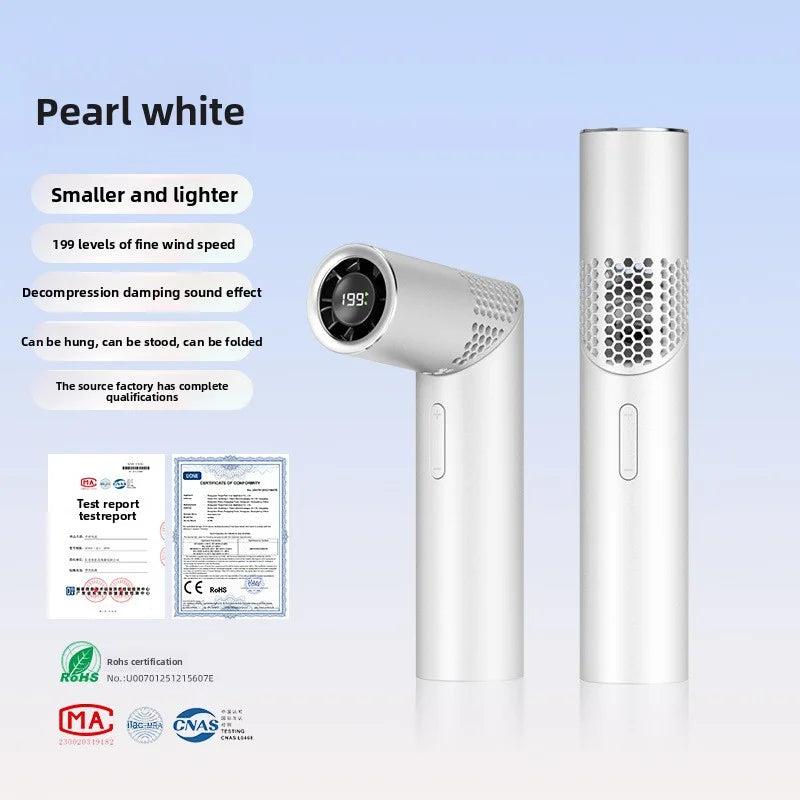 Lipstick handheld fan, high-speed neck-hanging, desktop folding, lifting, portable, mini USB digital display, travel fan