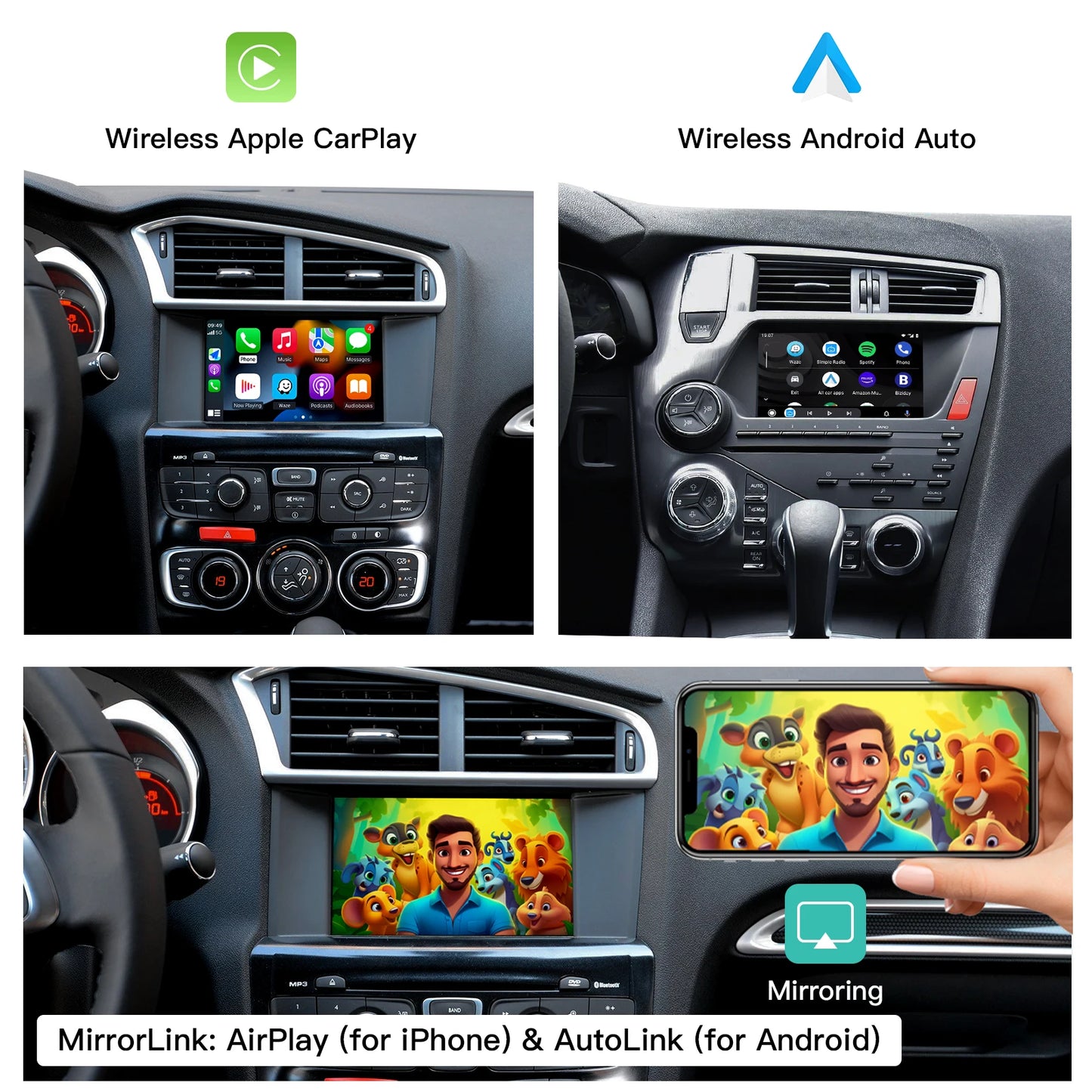 CARABC Wireless Carplay box For Peugeot Citroen SMEG SMEG+ Picasso C4 C5 DS4 DS3 308 508 208 3008 Android Auto AirPlay Module