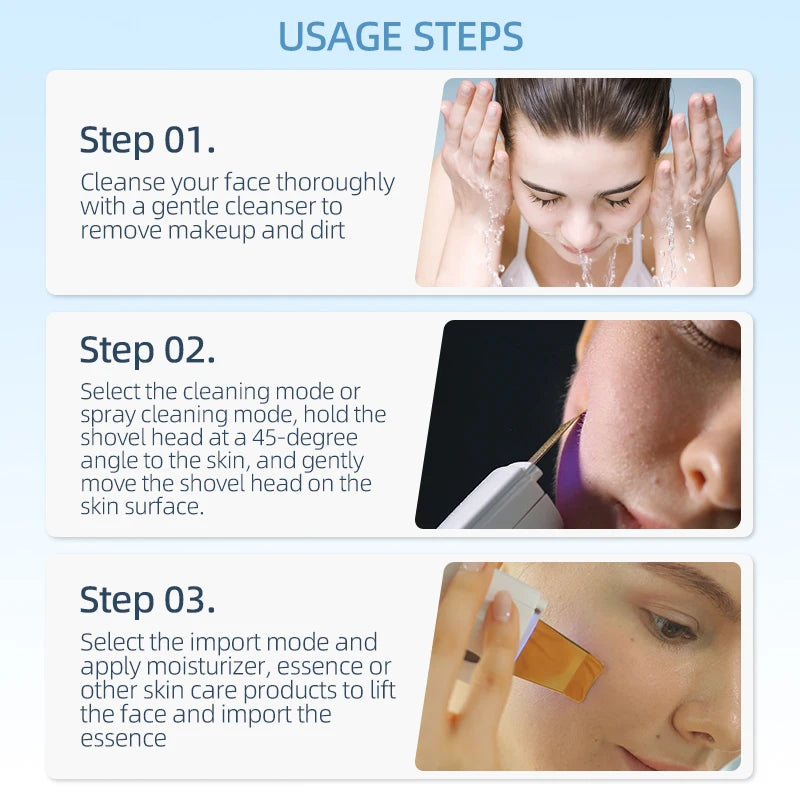 LESEN Skin Care Ultrasonic Skin Scrubber Blackheads Whiteheads Exfoliator Vibrating Facial Scraper Pore DeepCleanser Face Lifter
