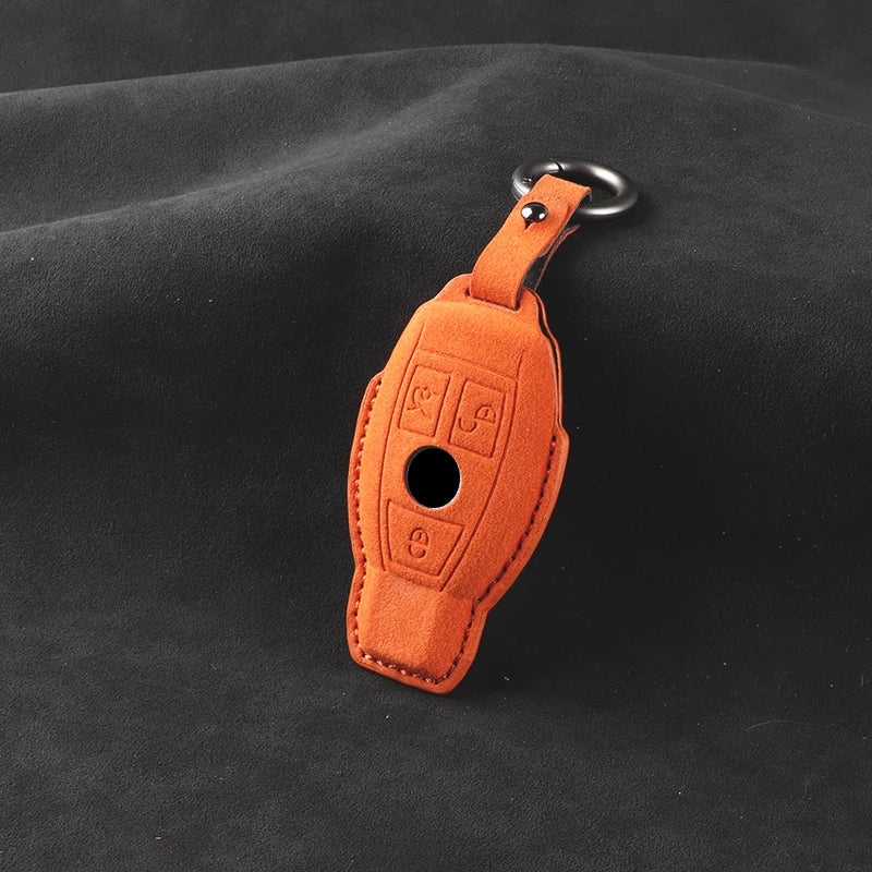 leather Suede Car Key Case Cover Shell For Mercedes Benz A B C E S G Class W204 W205 W212 W213 W176 W177 GLC CLA AMG Accessories