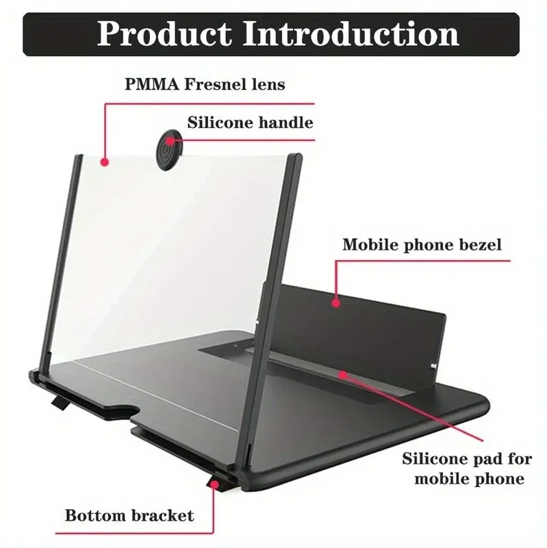 12/10Inch HD Cell Phone Screen Amplifier Mobile Phone Holder Mobile Phone Portable Phone Screen Video Magnifier Stand Bracket
