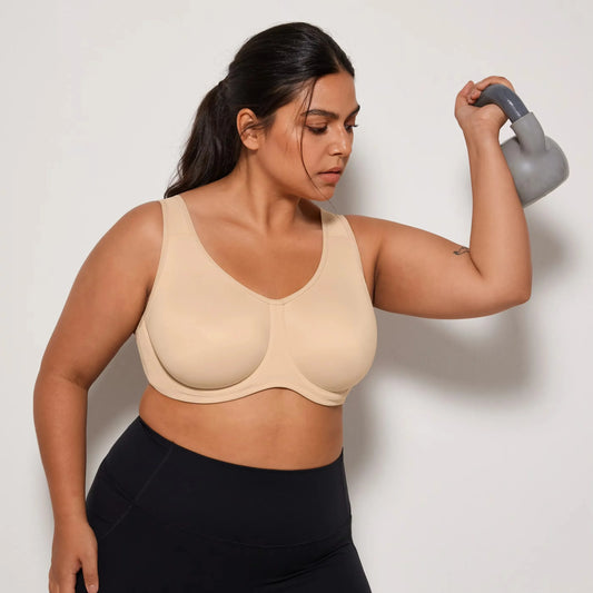 Yoga Sports Full Coverage Bra Women Max Control High Support Plus Underwire Gym Fitness Top Activewear Beathable Curve Underwear