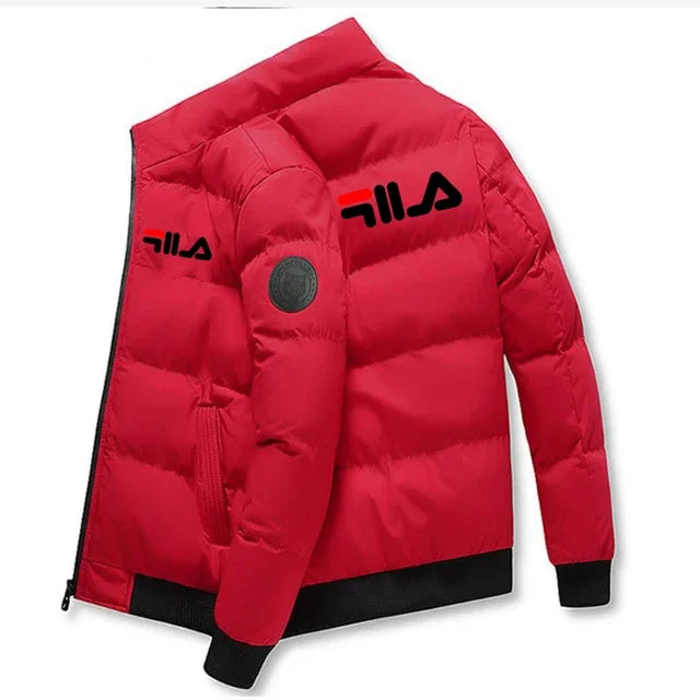 Fashion autumn and winter short men's thick warm coat, outdoor windproof new zipper printed men's casual jacket M-5XL