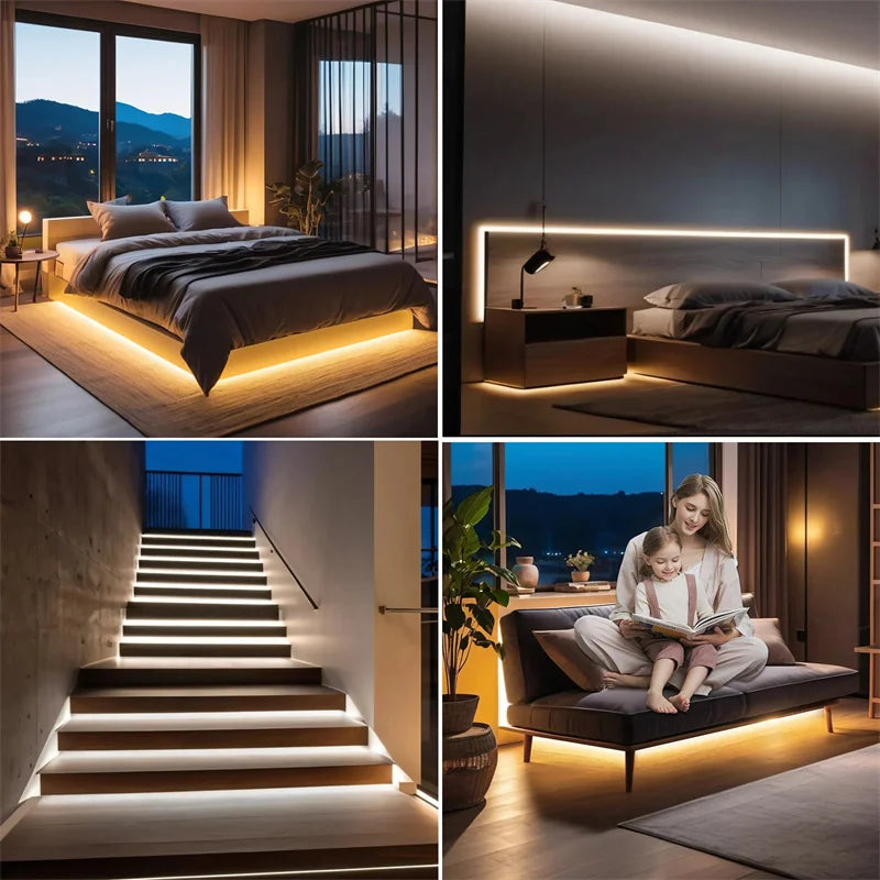 8MM COB Led Strip 5V With Motion Sensor Flexible LED Tape Battery Powered 320LEDs/M Induction Night Light For Stair Kitchen