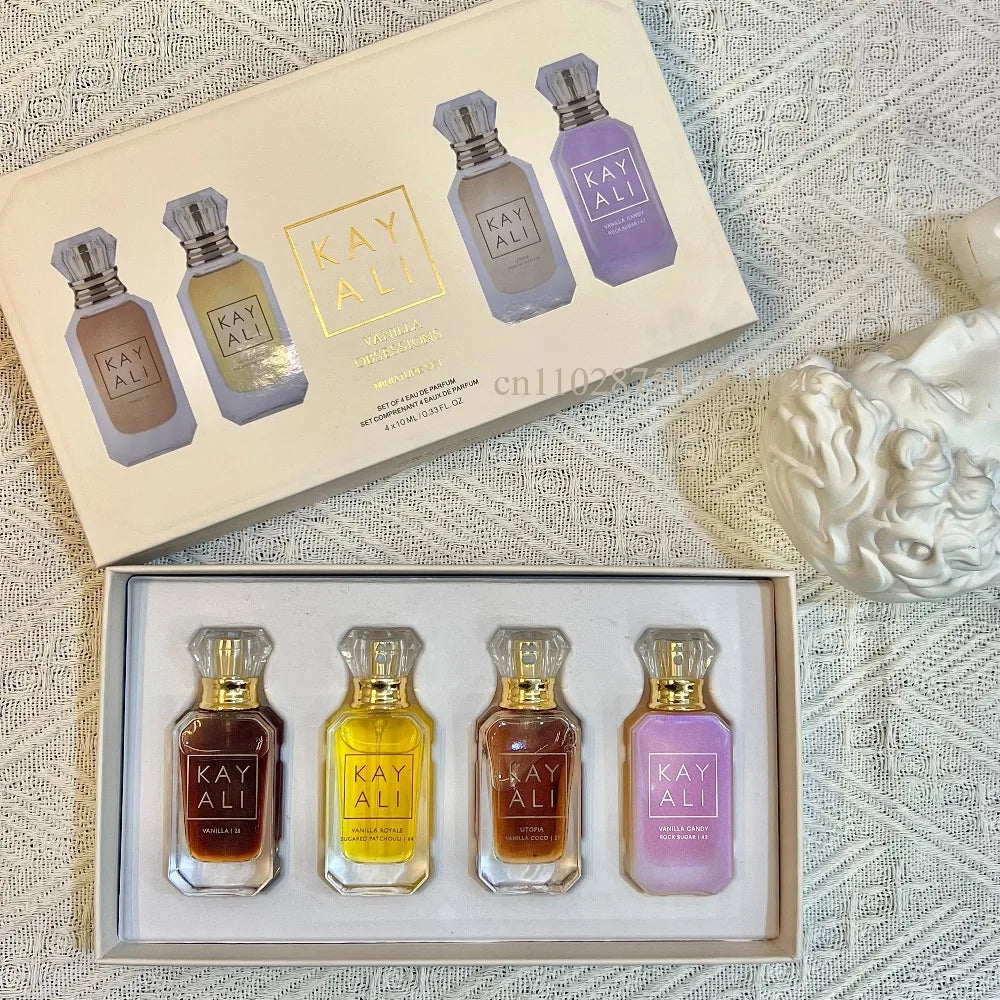 KAYALI 4x10ml Mini Perfume Set Vanilla Oud Floral Fruity Oriental Long Lasting Unisex Eau De Parfum Luxury Gift Collection