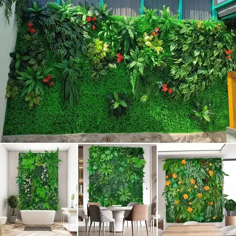 10pcs Artificial Grass Wall Panels Fake Millan Leaves Greenery Backdrop Wall Topiary Hedge Plant For Home Garden Party Decor
