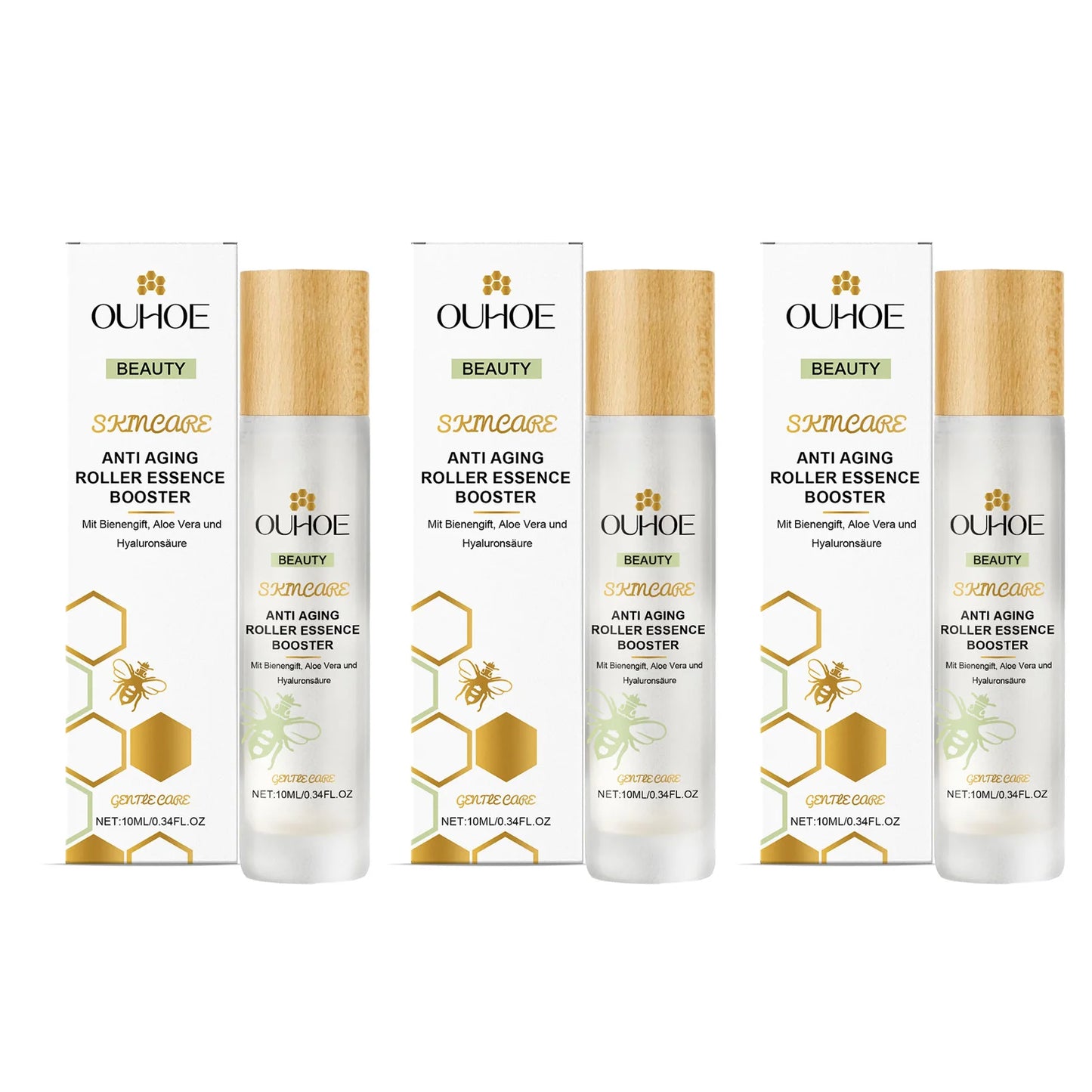 Anti Aging Roller Essence Bee Venom Booster Hyaluronic Acid Skin Firming Fine Lines Improvement  Facial Massage Skincare Serum