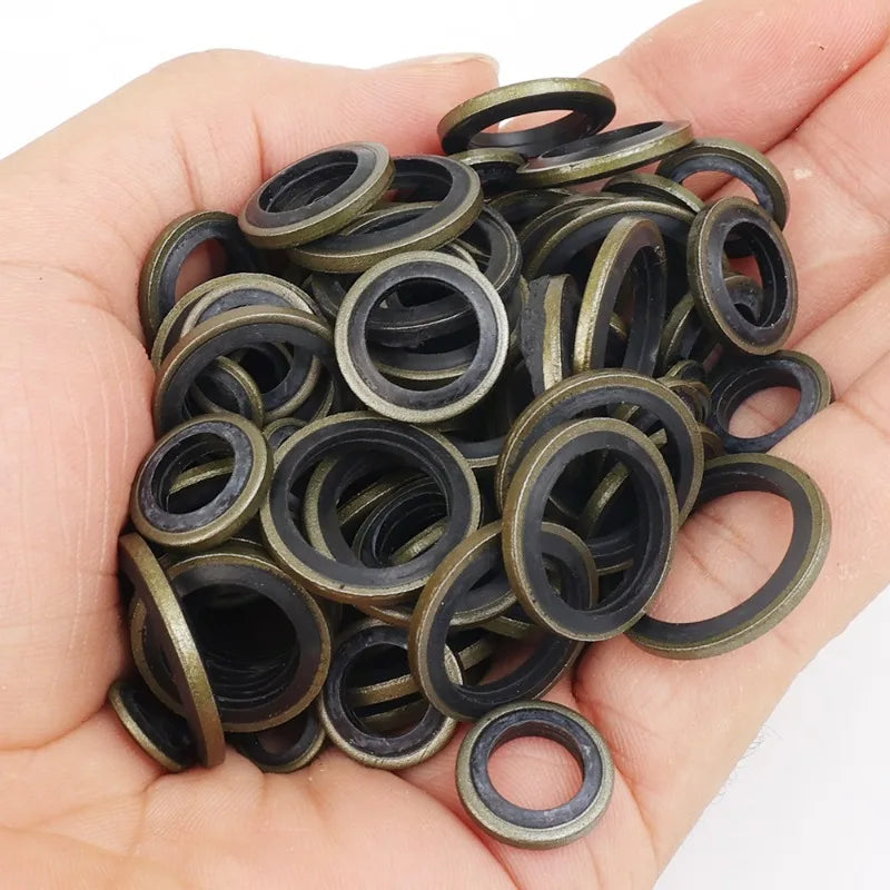 Car Oil Pan Drain Gasket Kit Drainage Bolt Pad Rubber Oil Drain Plug Gasket Replaceable Washer Seal Set M6 M8 M10 M12 M14 M16