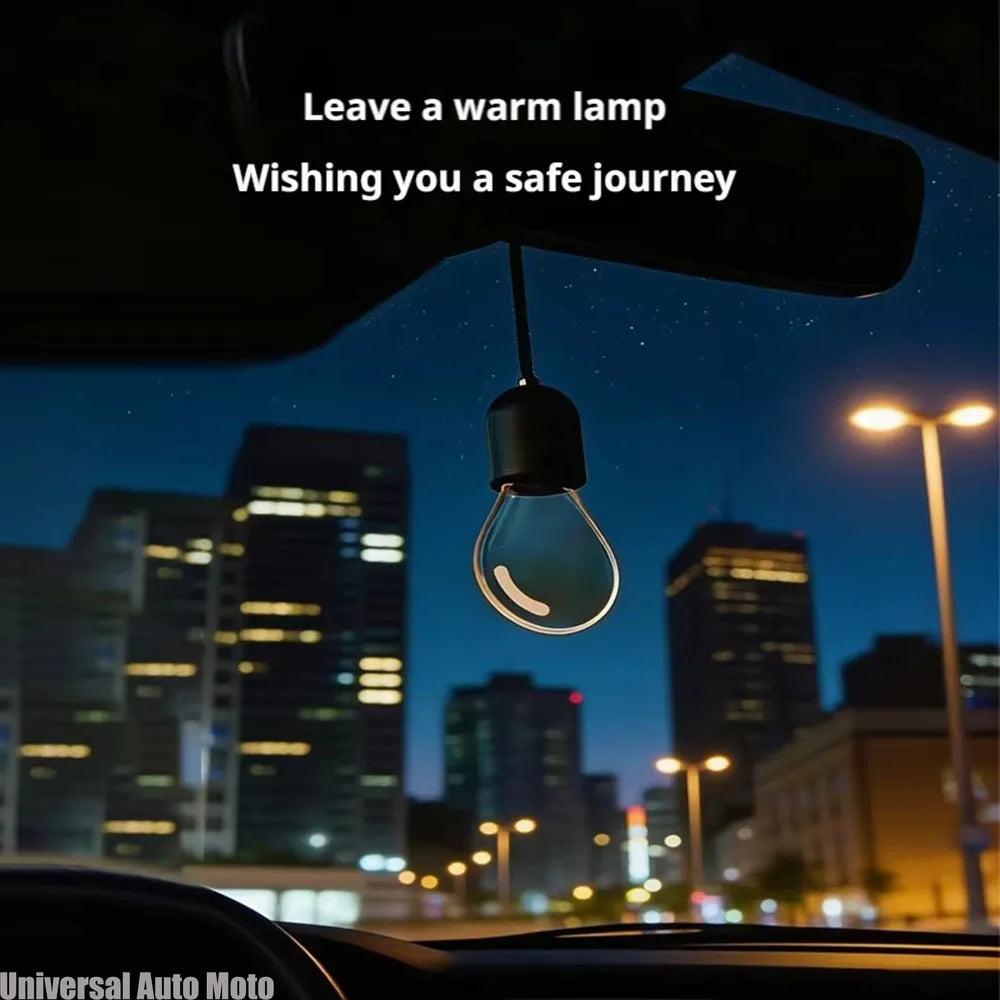 Car Rearview Mirror Ornament Hanging Decor Retro Small Car Light LED Bulb Atmosphere Lamp for Car Interior Decoration