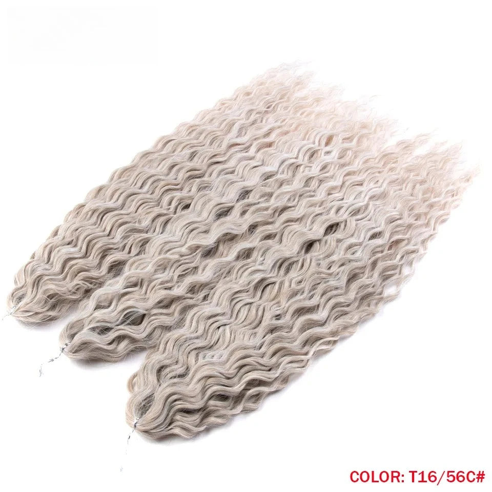 LOVE ME 22 Inch 300g/3pcs Ariel Curl Hair Water Wave Twist Crochet Hair Synthetic Ombre Rainbow Color Braiding Hair Extensions