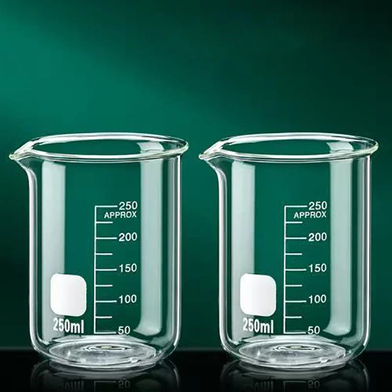 JUSTINLAU High Borosilicate Glass Beaker Clear Measuring Cup with Scale Laboratory Home Kitchen Baking Tool Multifunction Supply