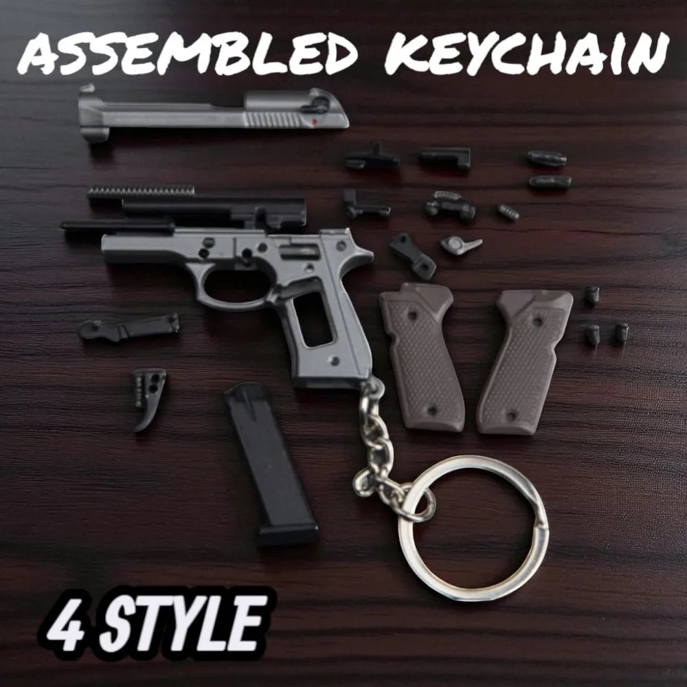2026 Tactical Pistol Keychain-1:4 Alloy Gun Model with Tassels&Clear Cover, Sporty Keyring Bag Pendant Gift for Men Mini Pendant