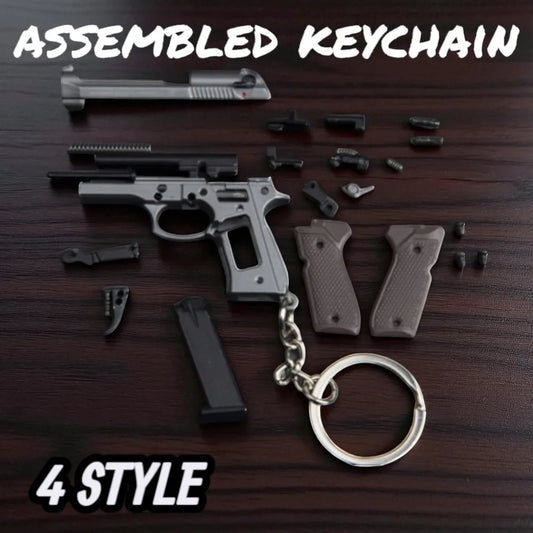 2026 Tactical Pistol Keychain-1:4 Alloy Gun Model with Tassels&Clear Cover, Sporty Keyring Bag Pendant Gift for Men Mini Pendant