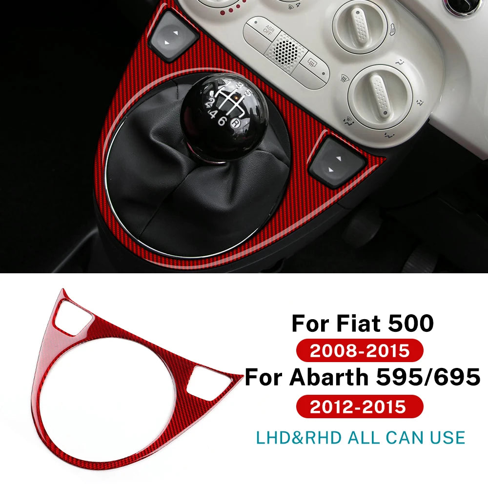 Real Soft Carbon Fiber Sticker For Abarth 595/695/Fiat 500C 2012-2015 For Fiat 500 2008-2015 LHD RHD AT MT Car Gear Shift Trim