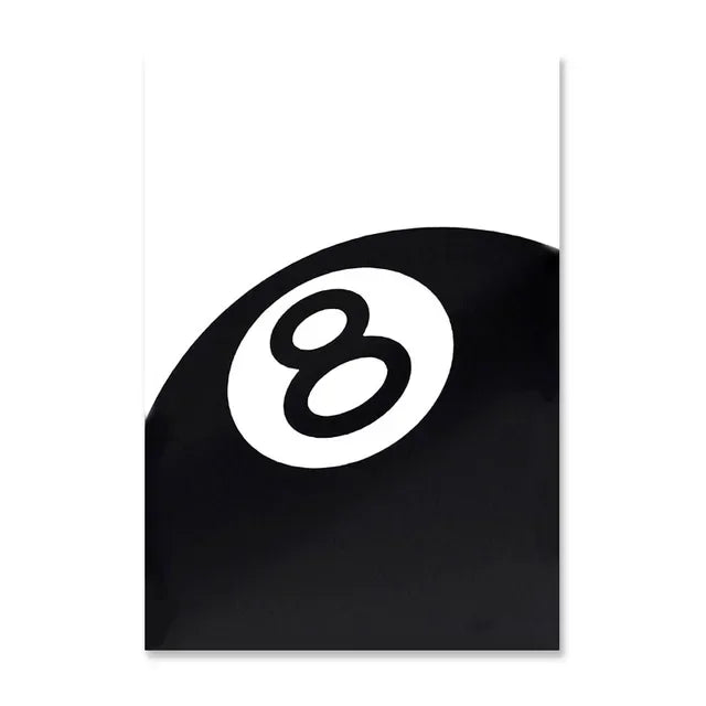 Black And White No Ball Art Poster  Billiards Club Theme Wall Art Canvas Painting Prints for Living Room Corridor Home Decor