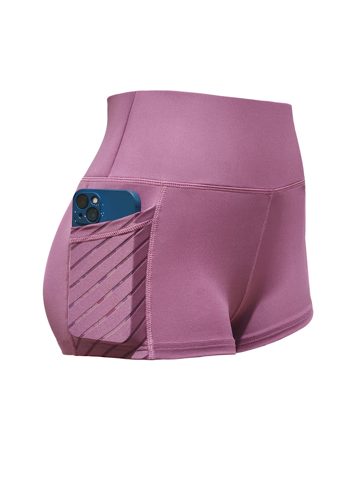 Women's High Waist Elastic Yoga Shorts With Side Pocket Hip Lifting Running Fitness Sports Shorts Gym Activewear