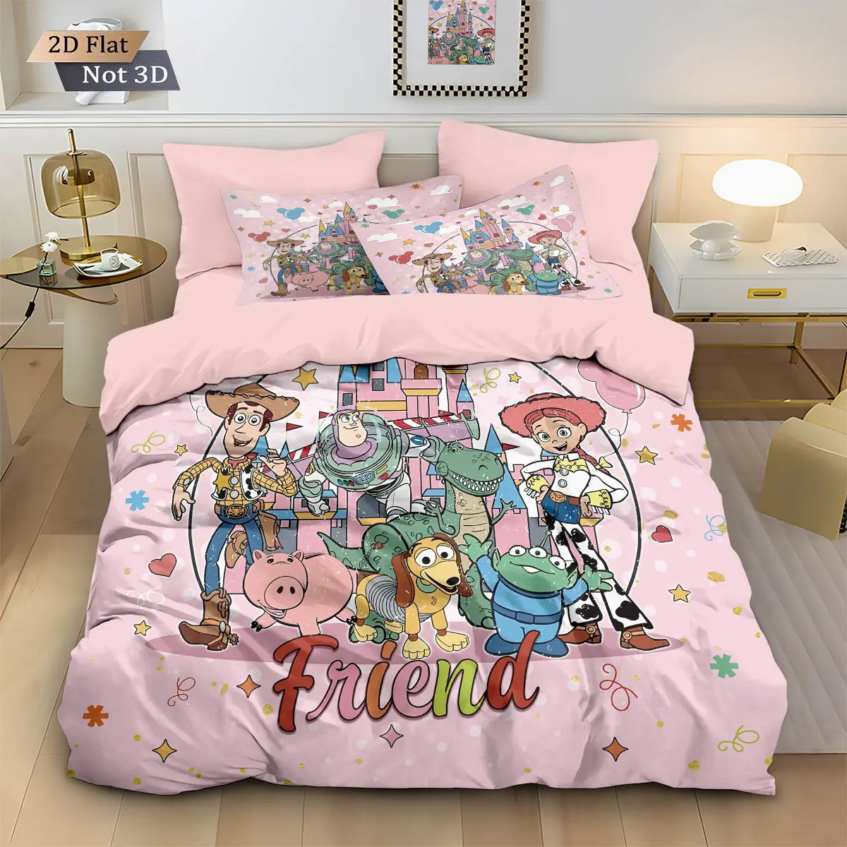 Story Animation Boy Quilt Cover Set 2-Piece, 3D Printed Bedding Set With Zipper and Pillowcases 75*50cm for Teens And Adults