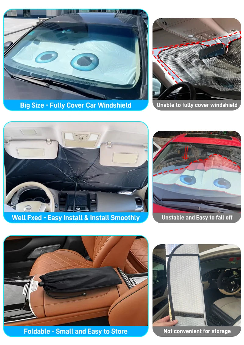Car Front Windshield Sunshade Umbrella Summer Sun Protection Parasol  Car Sun Visor Cover Sunshade Car Interior Cooling Supplies