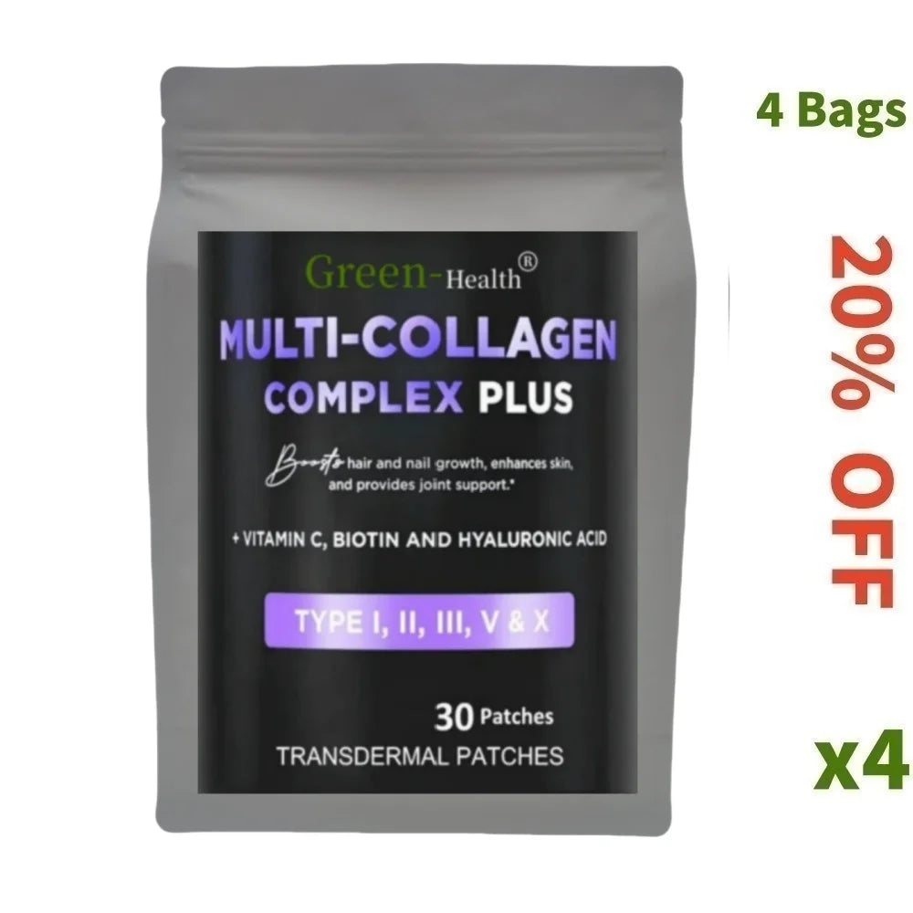 A5YE  Multi Collagen plus Transdermal Patches with Biotin Vitamin C for Hair Growth Support & Skin Health for Men & Women
