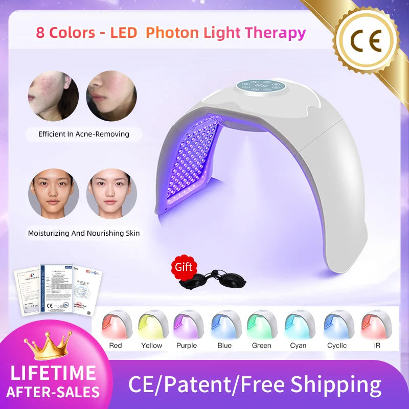 8 Colors Led Mask Infrared Light Therapy Cold Nano Spray Facial Spa Acne Skin Care Face&Body Mask Salon LED Photon