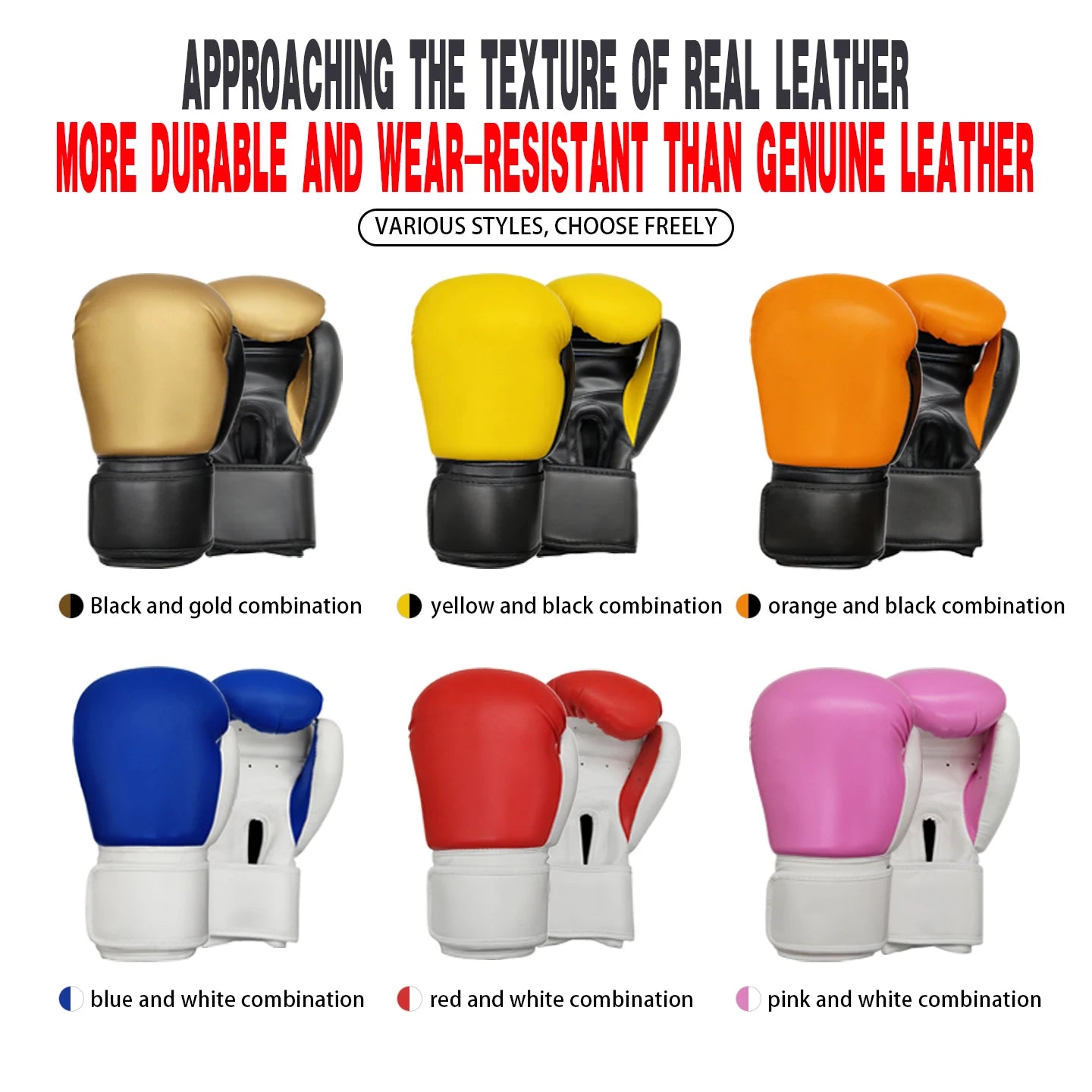 Custom High-End Boxing Gloves Multi-Color Options OEM Design Logo Printing Personalized Training Sparring MMA Muay Thai Durable