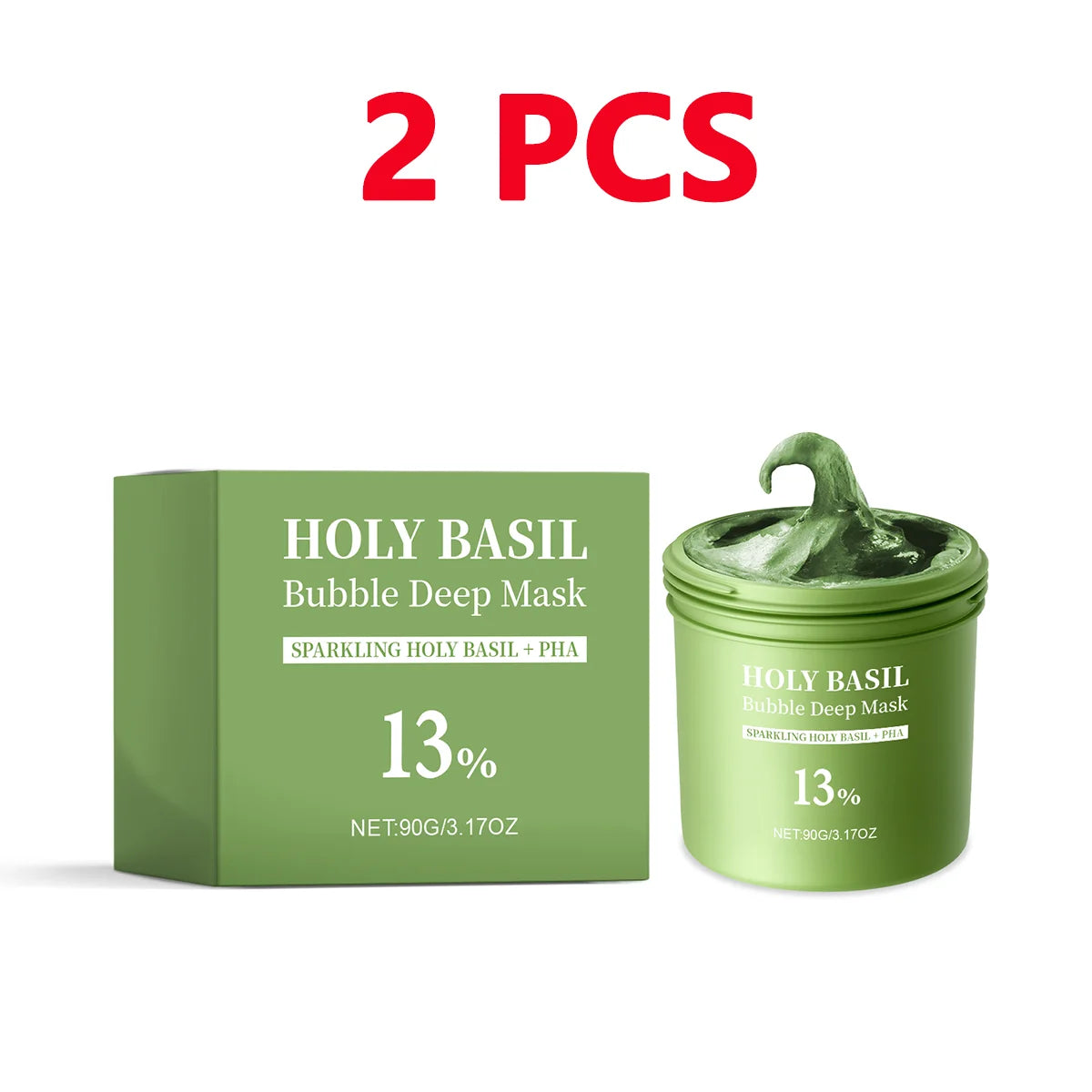 Holy Basil Bubble Deep Mask Clay-to-Foam Face Mask with PHA & Holy Basil Extract Gentle Cleansing & Hydrating Facial Mask 90g