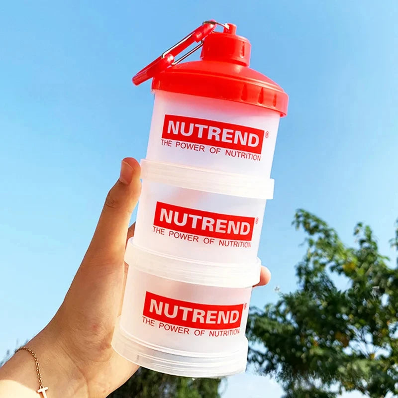 3-layer Portable Protein Powder Box Funnel Powder Box Fitness Supplement Bottle Handle Layered Storage Medicine Box Snack Can