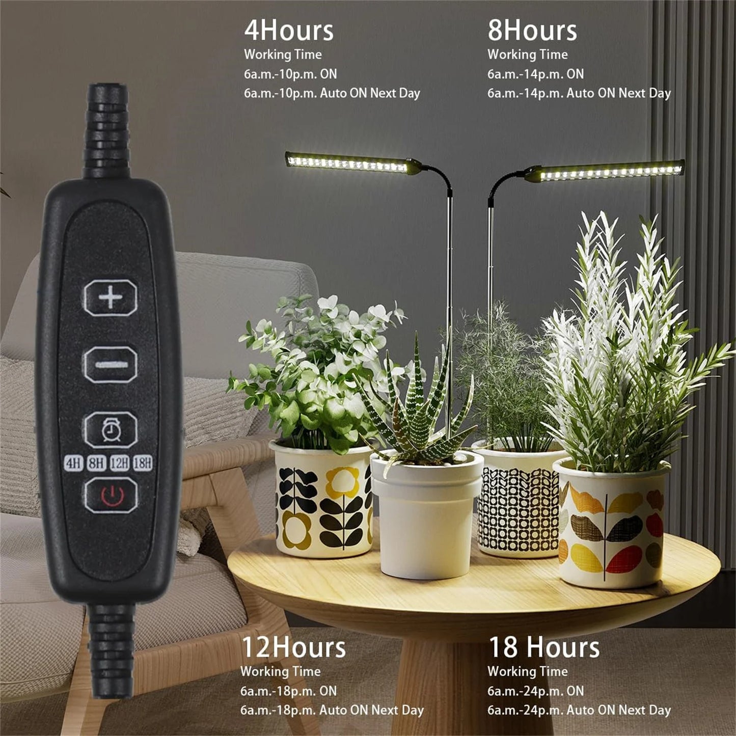 Ground Insertion Flat Tube White Light USB Grow Plant Lamp Full Spectrum Growth Light 5V Timed Dimming Fleshy Flower Lighting