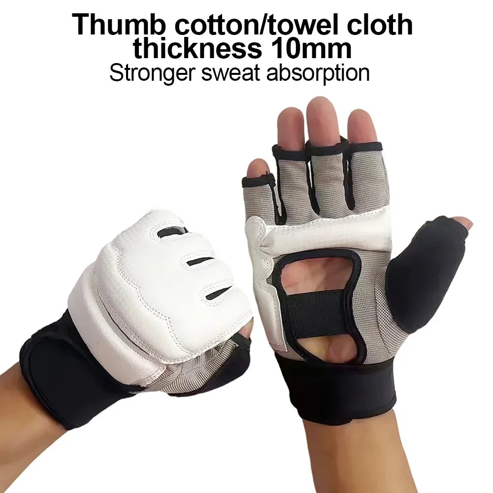 Half Finger Boxing Gloves PU Leather MMA Fighting Kick Boxing Gloves Karate Muay Thai Training Workout Gloves Kids Men