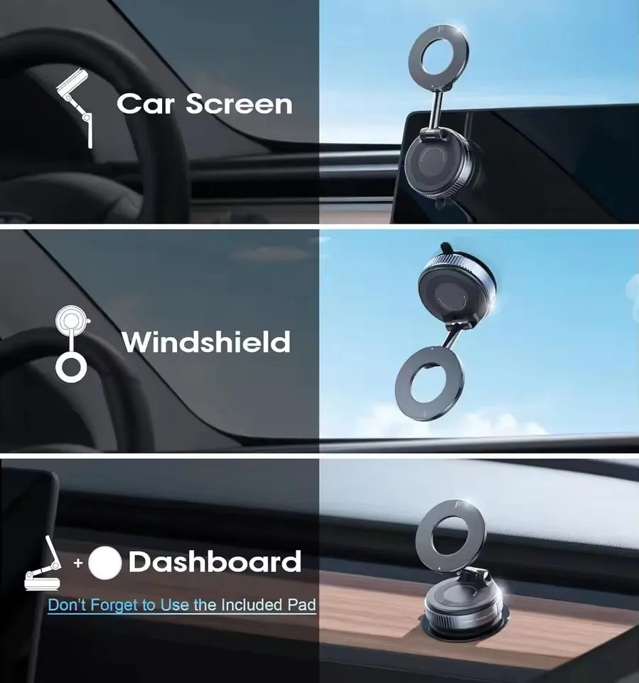 New Folding Strong Magnet Magnetic Phone Holder 360° Rotation Desk Car Vacuum Suction Windshield Dashboard Mobile Holder
