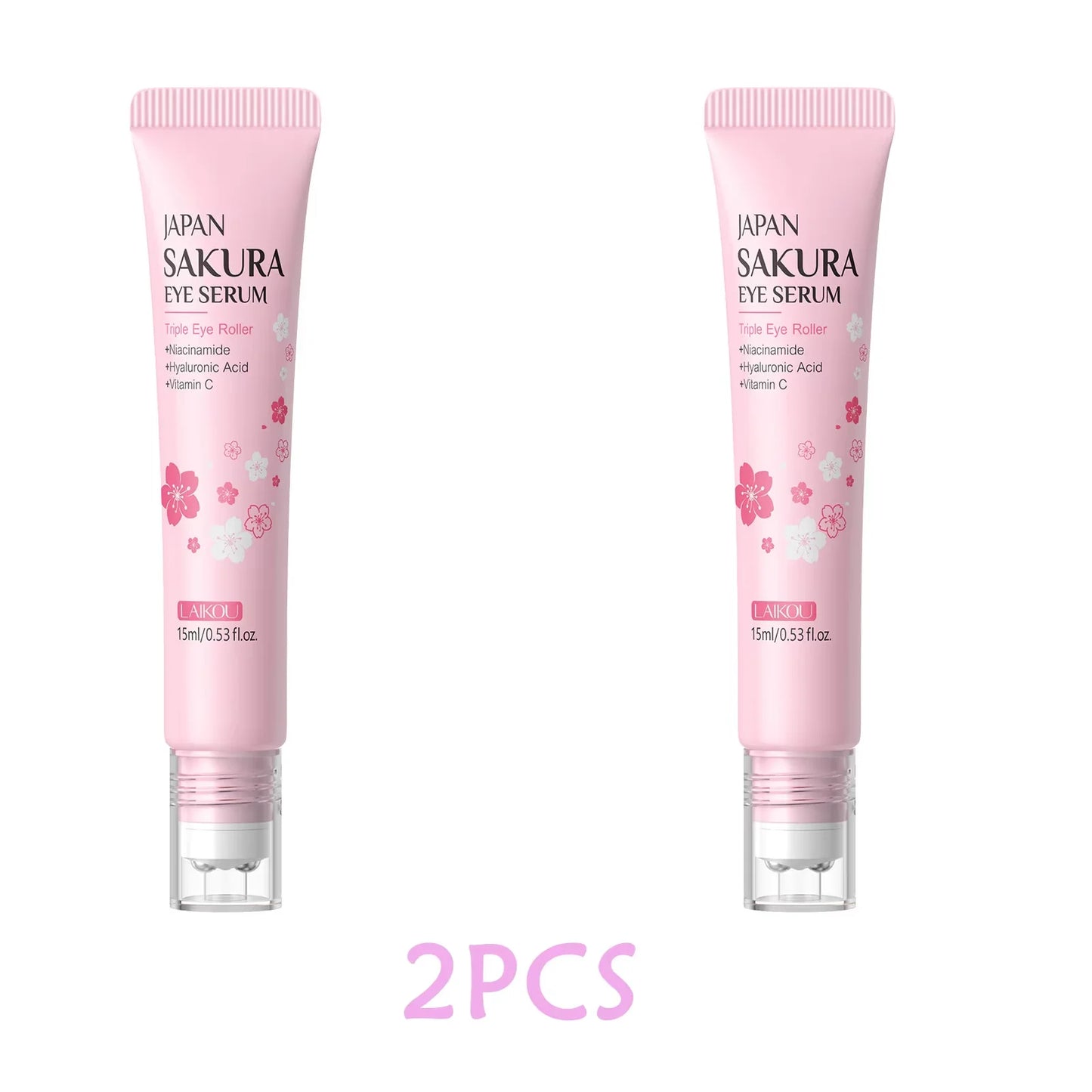 LAIKOU Japan Sakura Eye Serum Hydrating Eye Essence Reduces Dark Circles Brightens Tired Eyes Fades Fine Lines Gentle Daily Use