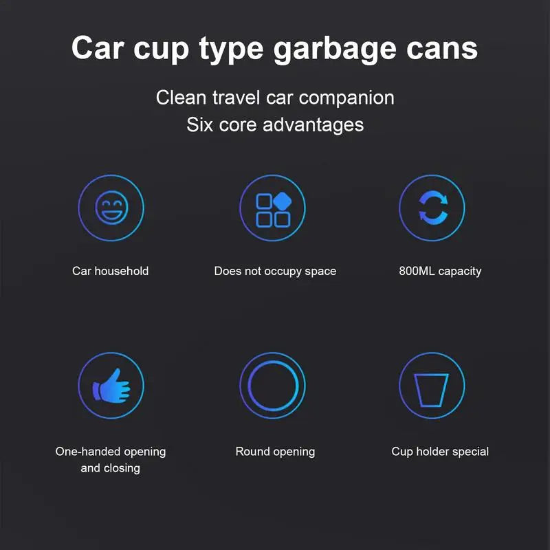 Car Trash Can Cup Holder Bin Leakproof Odor Blocking Waterproof GarbageOrganizer