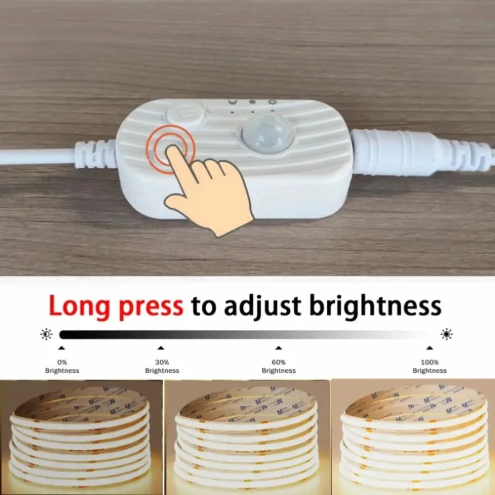 USB Motion Sensor 8mm COB LED Strip DC5V 3 Modes Dimmable Induction Night Light for  Bedroom TV Backlight Kitchen Cupboard Decor